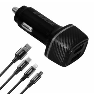 3-in-1 Charging Cable DRM07  | Compatible with Android, iPhone, Bluetooth Devices & PCs | Tangle-Free, Durable, Portable