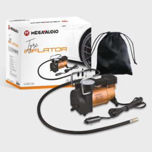 MegaAudio Tyre Inflator 12V DC Portable Car Air Compressor Pump | 150 PSI with Analog Gauge Meter | Fast Inflate, Easy Reading, Metal Body, 30LPM Air Flow | 3M Cord & Cigarette Lighter Plug