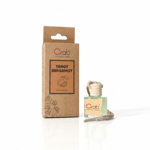 Crab Essential Car Perfume TANGY BARGAMOT Fragrance (10ml) | Long Lasting Natural Bold Scent | Wooden Hanging Diffuser Air Freshener | IFRA Certified | Made in India | For Car, Home & Office