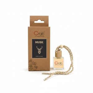 Crab Essential Car Perfume Musk Fragrance (10ml) | Long Lasting Natural Musk Scent | Wooden Hanging Diffuser Air Freshener | IFRA Certified | Made in India | For Car, Home & Office