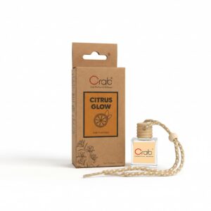 Crab Essential Car Perfume CITRUS GLOW Fragrance (10ml) | Long Lasting Natural Bold Scent | Wooden Hanging Diffuser Air Freshener | IFRA Certified | Made in India | For Car, Home & Office