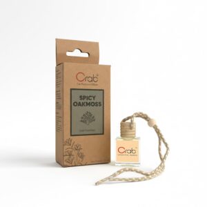 Crab Essential Car Perfume SPICY OAKMOSS Fragrance (10ml) | Long Lasting Natural Bold Scent | Wooden Hanging Diffuser Air Freshener | IFRA Certified | Made in India | For Car, Home & Office