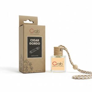 Crab Essential Car Perfume CIGAR GORDO Fragrance (10ml) | Long Lasting Natural Bold Scent | Wooden Hanging Diffuser Air Freshener | IFRA Certified | Made in India | For Car, Home & Office