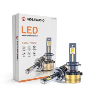 MEGAAUDIO H4/H19 LED Headlight Bulb 200W | 15000LM Brightness | 6000K Cool White | 5G Canbus | IP68 Waterproof | Easy Installation Socket to Socket |Advanced Cooling Fan |24 Month Replacement Warranty
