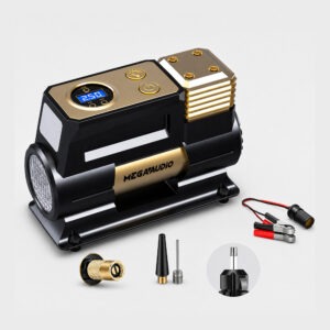 MEGAAUDIO MATI01 Premium Digital Tyre Inflator with Pressure Gauge, Heavy Metal Body & Fast Inflation Technology
